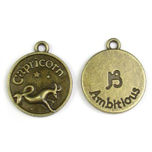 画像2: メタルチャーム　コイン12星座　山羊座　真鍮古美 【1ヶ入】 (2)