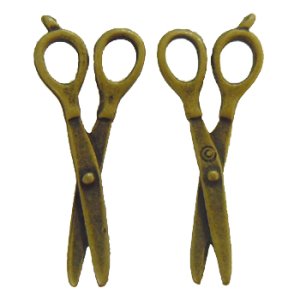 画像2: メタルチャーム　はさみFE09　真鍮古美 【2ヶ入】 (2)