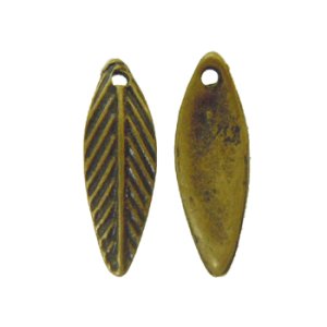 画像2: メタルチャーム 笹の葉FE14 真鍮古美 【2ヶ入】 (2)
