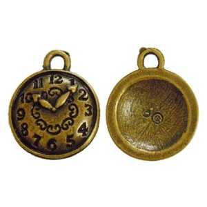 画像2: メタルチャーム　時計FE15　真鍮古美 【2ヶ入】 (2)