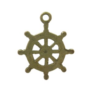 画像2: メタルチャーム　舵輪21029　真鍮古美 【1ヶ入】 (2)