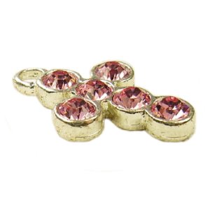 画像2: スワロフスキー6石クロス　18×14mm　ライトローズ×シルバー 【1ヶ入】 (2)