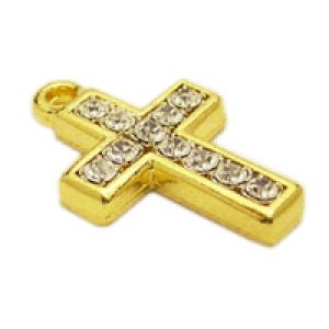 画像2: 石入りクロスチャーム　ゴールド 【1ヶ入】 (2)