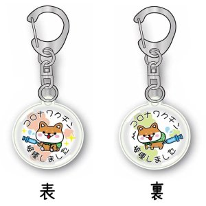 画像2: コロナワクチン 接種しました 両面キーホルダー 30mm 旅柴【2ヶ入】 (2)