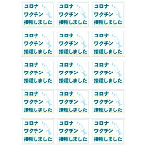 画像1: コロナワクチン 接種しました コットン100％ 布シール カタカナver【1シート15ヶ付】 (1)