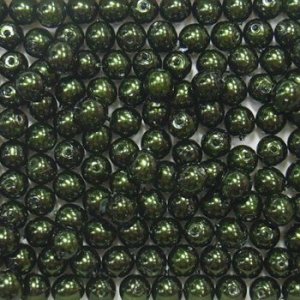 画像1: チェコパール　ラウンド　3mm　ダークグリーン 【30ヶ入】 (1)