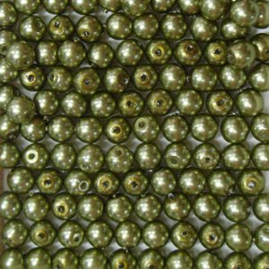 画像1: チェコパール　ラウンド　3mm　ダークオリバイン 【30ヶ入】 (1)