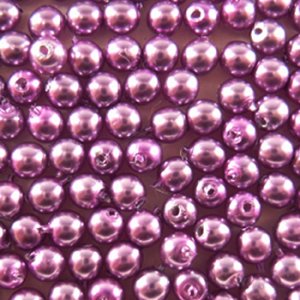 画像1: チェコパール　ラウンド　4mm　パープルピンク 【30ヶ入】 (1)