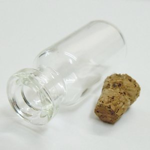 画像2: ガラスボトル 円筒大(コルク栓付) 【2ヶ入】 (2)