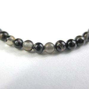 画像2: 天然石 1本販売 2mm ブラックアゲート 【約19cm(約90〜100粒)】 (2)