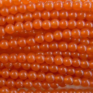 画像1: 天然石　1本売り　6mm　オレンジ染ジェイド 【40cm（約62-65粒）】 (1)
