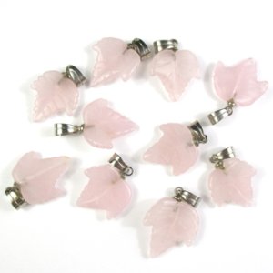 画像3: 天然石バチカン付リーフ　ローズクォーツ 【1ヶ入】 (3)