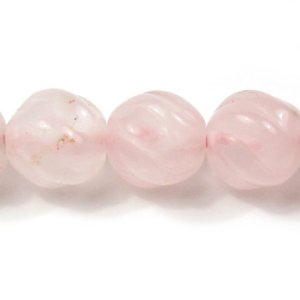 画像2: 天然石　天然石　ツイスト丸玉　8mm　ローズクォーツ 【2ヶ入】 (2)