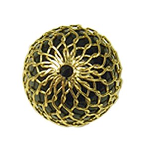 画像2: 売切 メッシュパール 14mm ブラック/ゴールド 【1ヶ入】 (2)