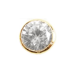 画像2: キュービックジルコニア　4穴通し　爪なし　丸4mm　クリスタル/金メッキ 【3ヶ入】 (2)