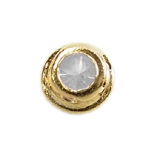 画像3: キュービックジルコニア　4穴通し　爪なし　丸4mm　クリスタル/金メッキ 【3ヶ入】 (3)