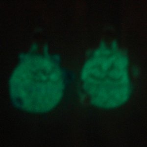 画像2: ガラスパーツ　蓄光招き猫　ピンク 【1ヶ入】 (2)