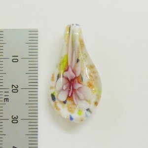 画像1: 水中花　ミニドロップ　33×17mm　桃×白 【1ヶ入】 (1)