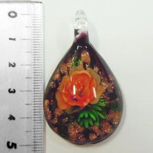 画像1: 水中花　ドロップ　50×30mm　赤×黒 【1ヶ入】 (1)