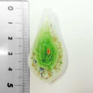 画像1: 水中花　ドロップ　48×25mm　緑×白 【1ヶ入】 (1)