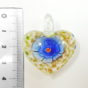 画像1: 水中花　ハート大　38×32mm　青×白 【1ヶ入】 (1)