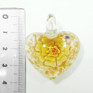 画像1: 水中花　ハート大　38×32mm　黄色×白 【1ヶ入】 (1)