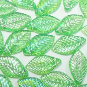 画像1: オーロラリーフ　13×7mm　グリーン 【10ヶ入】 (1)