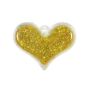 画像1: プラスチック　ラメ入りハート　S　ゴールド 【1ヶ入】 (1)