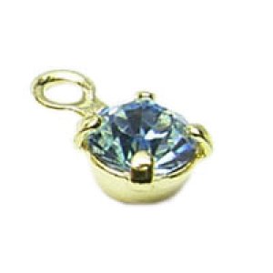 画像2: ダイヤパーツ #591　ラウンド　4mm　アクアマリン/金メッキ 【5ヶ入】 (2)