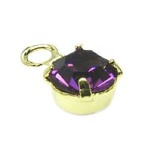 画像2: ダイヤパーツ #591　ラウンド　4mm　アメジスト/金メッキ 【5ヶ入】 (2)