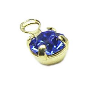 画像2: ダイヤパーツ #591　ラウンド　4mm　サファイア/金メッキ 【5ヶ入】 (2)