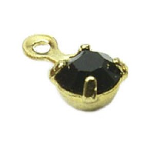 画像2: ダイヤパーツ #721　ラウンド　3mm　ジェット/金メッキ 【5ヶ入】 (2)