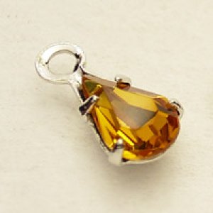画像2: ダイヤパーツ　ドロップ　6×4mm　トパーズ/ロジウム 【2ヶ入】 (2)