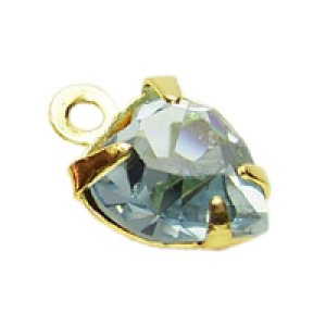 画像2: ダイヤパーツ　ハート　6.6×6mm　アクアマリン/金メッキ 【1ヶ入】 (2)