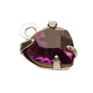 画像2: ダイヤパーツ　ハート　6.6×6mm　アメジスト/ロジウム 【1ヶ入】 (2)