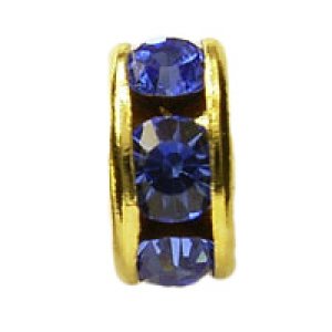 画像2: 平ロンデル　4mm　サファイア/金メッキ 【4ヶ入】 (2)