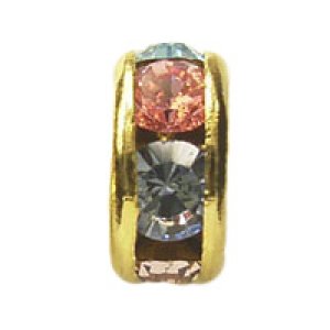 画像2: 平ロンデル　4mm　ライトマルチ/金メッキ 【4ヶ入】 (2)