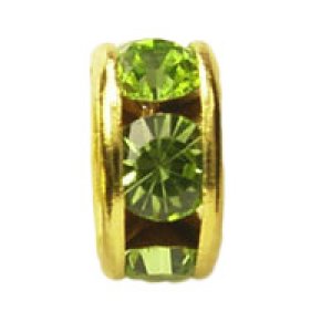 画像2: 平ロンデル　5mm　ペリドット/金メッキ 【4ヶ入】 (2)