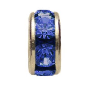 画像2: 平ロンデル　4mm　サファイア/ロジウム 【4ヶ入】 (2)