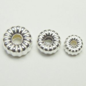 画像2: スジ丸俵ビーズ 6.5×3.2mm シルバー925 【1ヶ入】 (2)