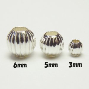 画像2: スジ丸玉ビーズ 3.0mm シルバー925 【5ヶ入】 (2)