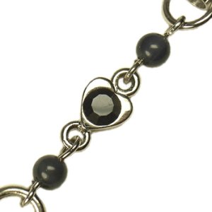 画像2: 石入りハートストラップ ブラック 【2本入】 (2)