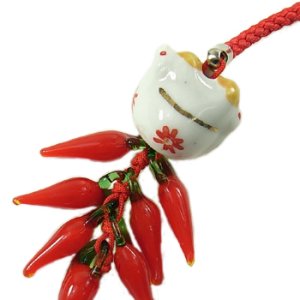 画像2: 福ねこ唐辛子根付 レッド 【1本入】 (2)