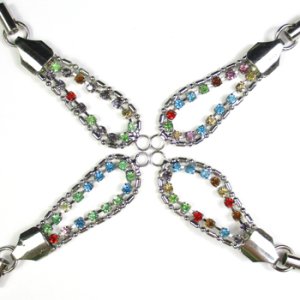 画像2: 石入りUラインストラップ ランダムマルチカラー/シルバー 【1本入】 (2)