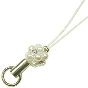 画像2: くす玉パールストラップ ホワイト 【1本入】 (2)