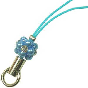 画像2: くす玉パールストラップ ブルー 【1本入】 (2)